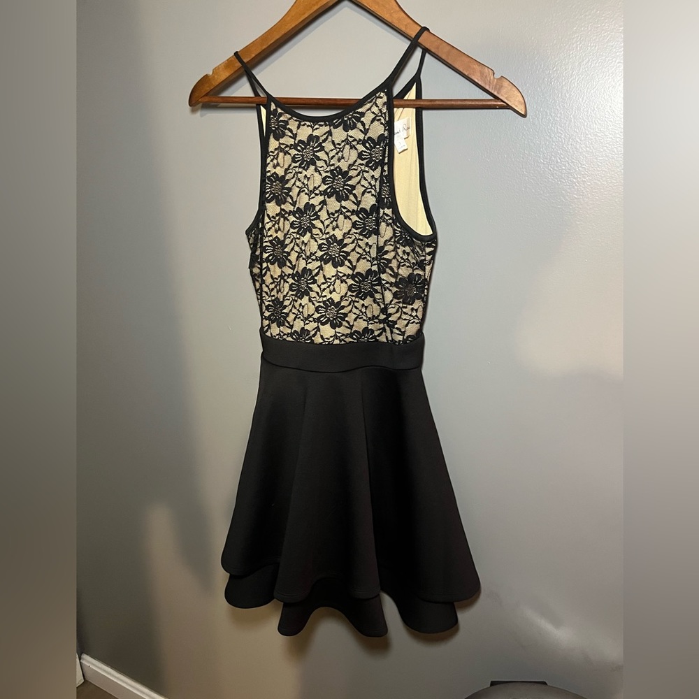 Black Lace halter top Homecoming dress